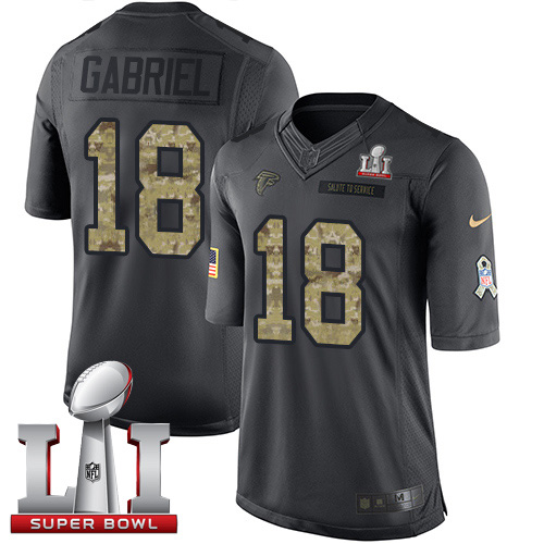 Nike Falcons #18 Taylor Gabriel Black Super Bowl LI 51 Youth Stitched NFL Limited 2016 Salute to Service Jersey - Click Image to Close